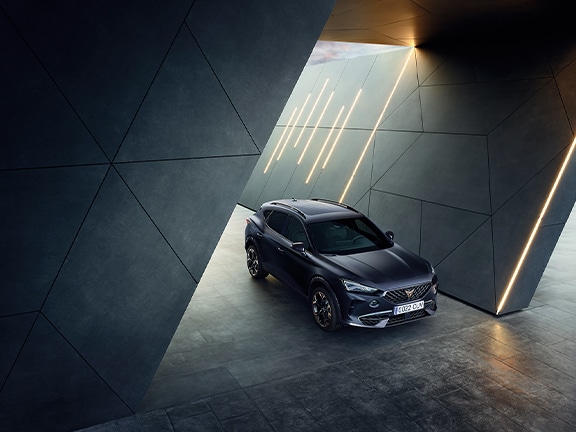 CUPRA Ateca rodium grey colour parked in a garage